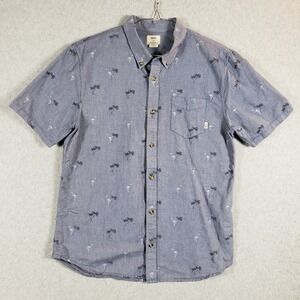Vans Classic Fit Palm Tree Flamingo Button Down Shirt Mens Large Short Sleeve